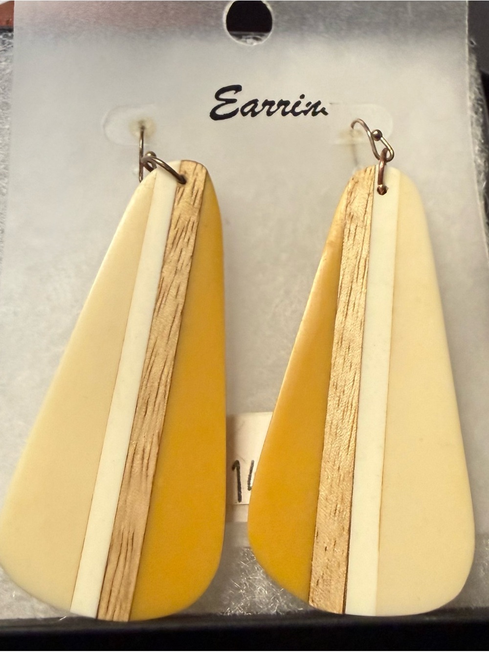 Geometric Beige/Cream/Tan Resin Drop Earrings